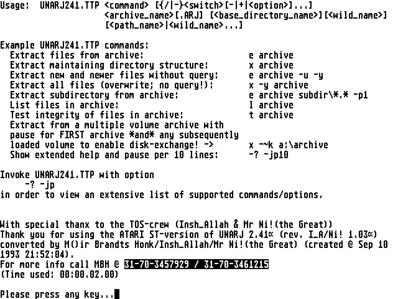 UnARJ-ST — screenshot 1